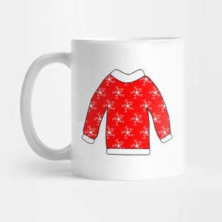 Red Ugly Xmas Sweater With Snowflakes Mug